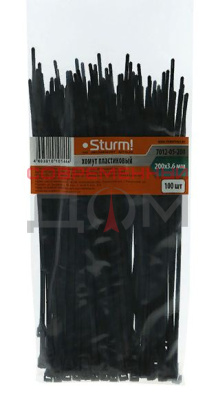 Хомуты Sturm 7012-05-200 200 х 3,6 мм, ПЛАСТМАССОВЫЕ